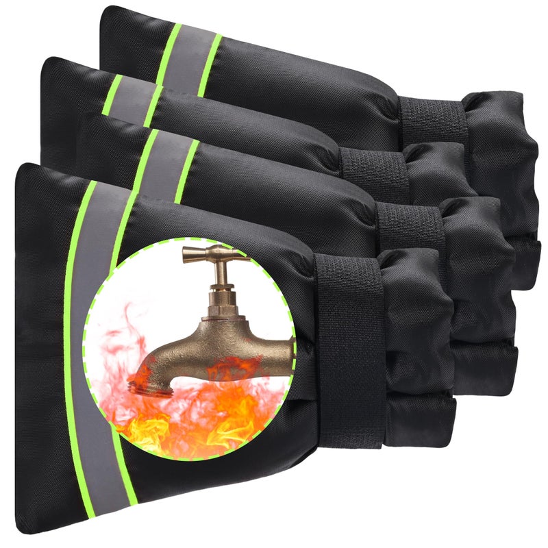 TRIOSEA Outdoor Faucet Cover, Thicken Outdoor Faucet Covers for Winter Freeze Protection 5.9 "" W x 7.1 "" H Green Reflective Strip, Outside Faucet Socks Reusable Waterproof Insulated Wrap Spigot Cover, 4 Pack - Image 1